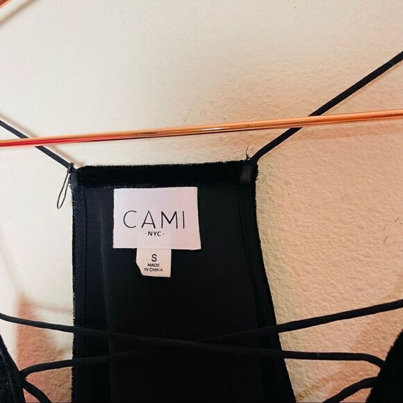 NWOT Revolve Cami NYC Black Velvet Criss Cross Top Small - Picture 7 of 8